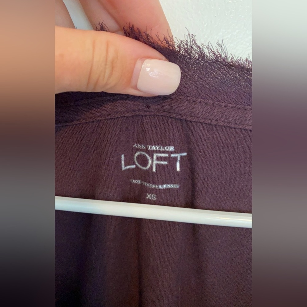 Ann Taylor Loft Dark Purple Long Sleeve Tee XS - Picture 2 of 9